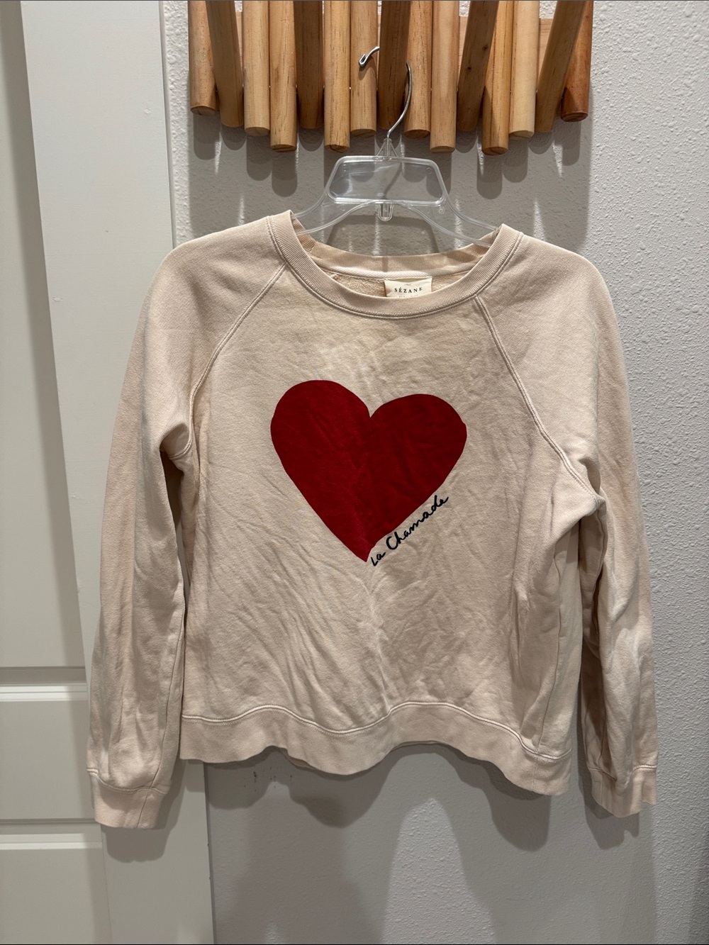 Sezane Sweatshirt with Red Heart Graphic